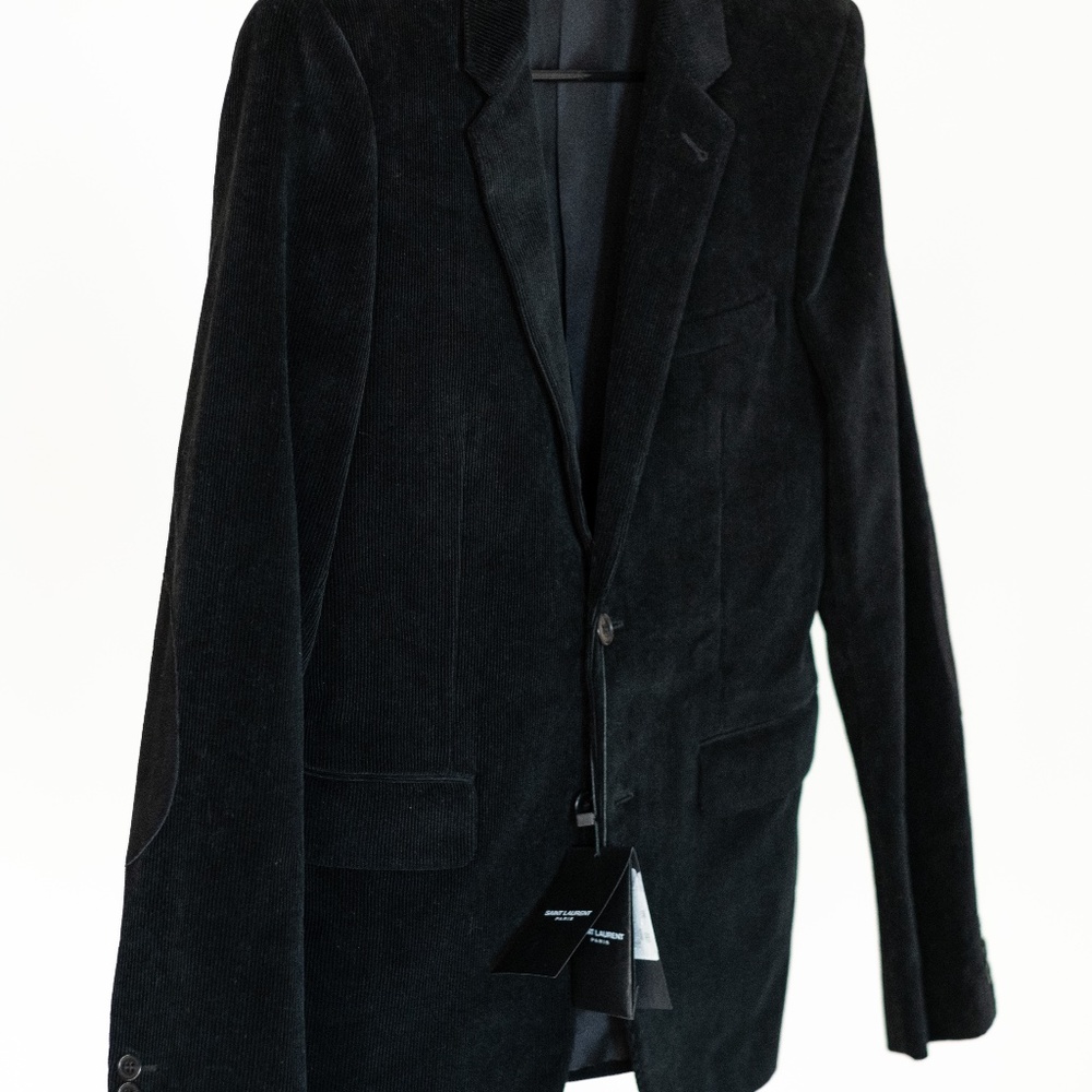 Yves St Laurent Black Corduroy Suit Jacket Size48